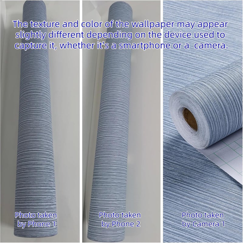 Haimin Grasscloth Wallpaper Textured 24in X 393in Fabric Contact Paper Grey Blue Wall Paper Textured Linen Peel and Stick Self-Adhesive Thick Vinyl Embossed Film Wallpaper (Gray Blue) - Image 4